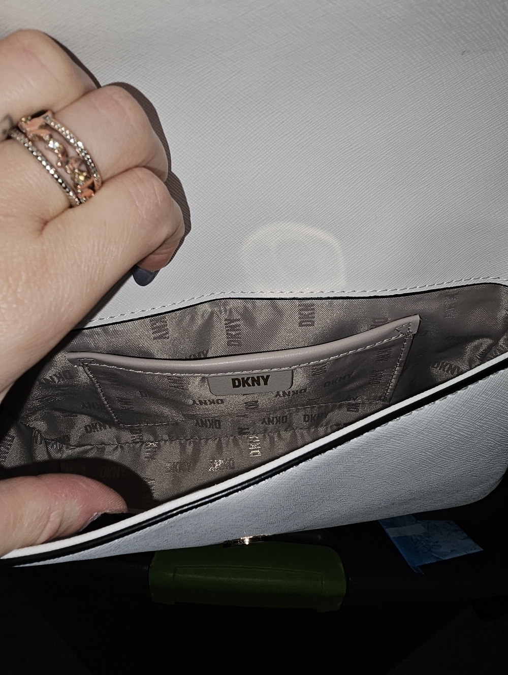 DKNY White Leather Crossbody with Black Strap - Picture 5 of 7